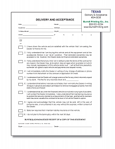 Larger image for Delivery & Acceptance Disclosure